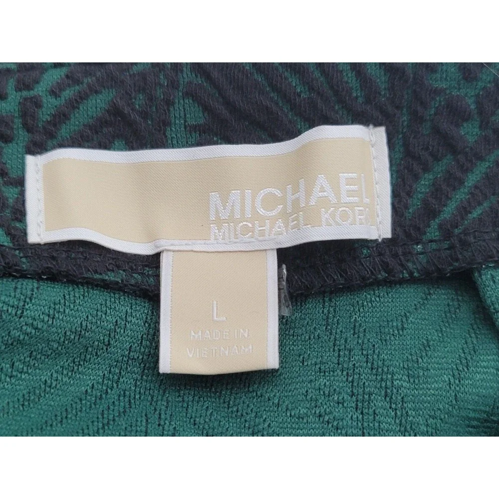 Michael‎ Kors Pencil Skirt Womens Large Green Black Floral Leaf Ruffle Mermaid